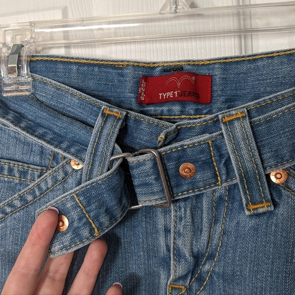 Retro Levi's Type 1 Y2K Belted Denim Light Wash Mini Pencil Skirt Size Small - Picture 5 of 10